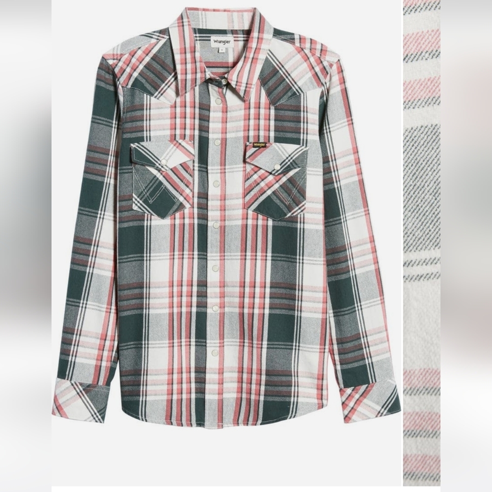 Wrangler Women's Long Sleeve Plaid Shirt - Size XL - 100% Cotton